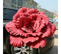 QOVBD Pivoine Artificielle géante en polyéthylène de 50 cm, Accessoire Photo pour vitrine, Fausses Fleurs, Rouge foncé