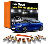 QOVBTPSF Kit de 14 Lampes LED pour intérieur de Voiture, pour Seat Leon 3 MK3 5F 2013 2014 2015 2016 2017 2018, Ampoule pour Miroir de courtoisie