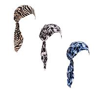 Qovelly - Lot de 3 Foulards Chimio pré-noués pour Femme, Taille Unique, Multicolore, Bohème, Coton 100%
