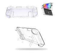 QOWIJEX 1 Pièce Coque TPU Transparente pour Switch Oled con Film Trempé pour écran,Étui de Protection de Hard Antirayures et Absorption des Chocs, pour Nintendo Switch Oled et Manette