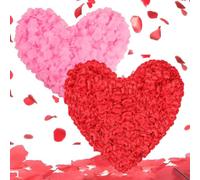 QOWIJEX 1200 Pièces Petale de Rose, Pétales Artificiels, Petale Rouge, Petale de Rose - Mariage, Saint Valentin, Centre de Table, Anniversaire, Ambiance Romantique(600 Rouge + 600 Rose)