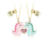QOWIJEX 2 Pièces Collier Bff pour 2 Filles, Collier Amitié pour 2 Filles, Dinosaures Mignon Collier pour Soeur Friend Cadeau Jeune Fille Anniversaire