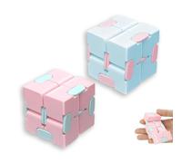 QOWIJEX 2 Pièces Fidget Toy Infinity Cube Décompression Jouet Cube de l'infini Plastique, Stress de Jouet de Doigt de Fidget et soulagement pour Le Personnel de Bureau(Bleu & Rose)