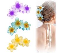 QOWIJEX 3 Pièces Pince Cheveux Fleur Pinces à cheveux de taille Grande pour Femmes Filles, Couleur vive Pince Fleur Cheveux pour Femmes
