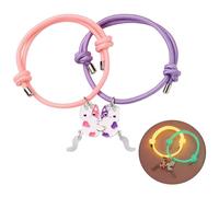 QOWIJEX Bracelet d'Amitié Réglable avec Breloque en Forme de Chatons - 2 Pièces pour Cadeaux Faits à la Main