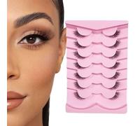 QOWIJEX Halbe Wimpern Natürlich Falsche Wimpern Klare Band 7 Paar Lashes Cateye Wispy Künstliche Wimpern 3D Cat Eye Half Lashes