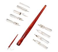 QOWIJEX Kit de Calligraphie Plume Ensembles de Calligraphie à l'Encre avec 1 Porte-Stylos Dip Calligraphie et 9 Plumes pour Dessin Croquis Cartographie, Stylos de Calligraphie en Acajou