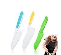QOWIJEX Lot de 3 Couteau Enfant Plastique Couteau Qui ne Coupe pas les Doigts Enfant pour Couper et Cuire Des Fruits Ou Légumes Jeunes pour les Anniversaires et Noël