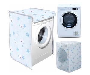 QOWUXHZ 1 Housse de protection pour machine à laver, housse imperméable et anti-poussière en PEVA, imprimé fleuri bleu, convient aux machines à hublot 63x62x85 cm, idéale pour cuisine ou buanderie