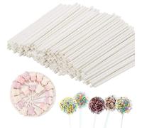 QOWUXHZ 200 Pièces Batonnet Pop Cake Baton Pop Cake Baton Sucette Baton Sucette Pop Cake Bâtonnets En Papier Pour Gâteaux Pour Faire Des Sucettes Des Gâteaux Des Desserts Blanc 100 * 3Mm