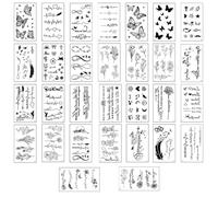 QOWUXHZ 30 Tatouages Temporaires Noirs, Design Minimaliste Élégant Pour Doigts Et Mains, Style Instagrammable, Petits Tattoos Éphémères Pour Femme Et Homme, Idéal Pour Fête Soirée Ou Usage Quotidien