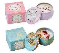 QOWUXHZ Coffret Cadeau de 2 Bougies Parfumées en Cire de Soja Naturelle, Style Bohème avec Fleurs Séchées, Parfums Freesia et Jasmin, pour Ambiance et Décoration