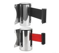 QOXEZY Barrière de file d'attente rétractable en acier inoxydable - 2 m - Ceinture noire pour lignes de caisse de supermarché (rouge, 5 m)