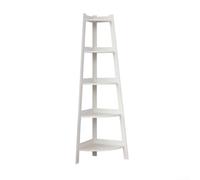 QOXEZY Bibliothèque d'angle haute blanche autoportante en zigzag - Design rustique pour bureau - Support de rangement pour plantes - 106 cm