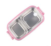 QOXEZY Boîte à déjeuner en acier inoxydable avec 2 compartiments, étanche à quatre côtés, couvercle verrouillable, portable pour le travail ou l'école