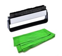 QOXEZY Brosse antistatique pour disques vinyles avec chiffon en coton style microfibre pour nettoyage de disques vinyles et platines vinyles Noir 11,5 cm