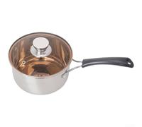 QOXEZY Casserole à lait en acier inoxydable avec couvercle, fond composite multicouche pour une répartition homogène de la chaleur, couvercle en verre, pour faire bouillir le lait, mijoter des soupes