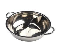 QOXEZY Casserole en acier inoxydable double compartiment, séparateur de saveurs, argenté, 28 cm, sans couvercle, pour plaque à induction et cuisinière à gaz