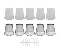 QOXEZY Cloches de protection en fil de fer pour jardin extérieur et intérieur - Lot de 10 pièces (5 noires + 5 blanches) avec 20 piquets en U, 23,1 cm de profondeur x 23,1 cm de haut, métal galvanisé