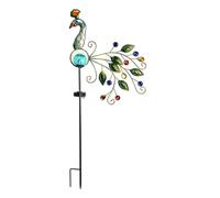 QOXEZY Décoration de jardin en forme de paon en fer avec lumière solaire intégrée - Décoration extérieure élégante pour cour et jardin paysager, 36 x 82 cm