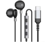 QOXEZY Écouteurs filaires de type C avec micro pour iPhone 16, lecture audio 384 kHz/32 bits, pilote de 14,2 mm, télécommande à trois boutons, utilisation mains libres, design magnétique (D)