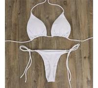 QOXEZY Ensemble bikini brésilien avec cordons de serrage latéraux | String dans le dos, ajustement des liens latéraux, brésilien, adapté pour les bains de soleil à la plage