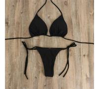 QOXEZY Ensemble bikini brésilien avec cordons de serrage latéraux | String dans le dos, ajustement des liens latéraux, brésilien, adapté pour les bains de soleil à la plage