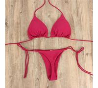 QOXEZY Ensemble bikini brésilien avec cordons de serrage latéraux | String dans le dos, ajustement des liens latéraux, brésilien, adapté pour les bains de soleil à la plage