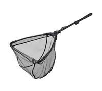 QOXEZY Épuisette de pêche avec perche télescopique pliable en 2 sections (41 cm compact), filet en nylon et poignée revêtue de caoutchouc, compatible avec kayaks, bateaux et piscines
