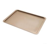 QOXEZY Feuille rectangulaire en carbone de 36,8 cm, pour revêtement anti-adhésif Xylan, construction en carbone lourd pour des bords réguliers et roulés, pour cookies, pizzas, poulet rôti (doré)