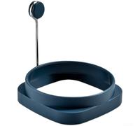 QOXEZY Friteuse à œufs pour moule, construction en silicone avec poignée en acier inoxydable 304, design double face pour œufs au plat ronds et omelettes sur diverses tables de cuisson (bleu)