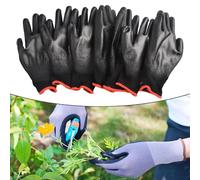 QOXEZY Gants de jardinage avec revêtement en polyuréthane pour une meilleure prise en main et durabilité - Matériau en nylon léger, design de manchette tricoté, taille S/pour tailles M/L, 12 paires