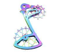 QOXEZY Haute durabilité pour plaque de poulie de dérailleur arrière compatible SRAM - Roues améliorées en céramique 12T + 16T en aluminium 7075-T6, légères 62 g, pour VTT 11 à 12 vitesses (arc-en-ciel