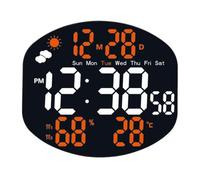 QOXEZY Horloge murale à LED avec grand écran | Affichage LED clair indiquant la date, la température, l'humidité et la météo avec double alarme et fonction de télécommande.