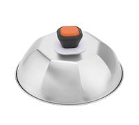 QOXEZY Housse de barbecue en acier inoxydable de qualité supérieure pour barbecue de jardin - 22,8 x 10 cm pour couvercle de barbecue durable avec bords épais, réduit les éclaboussures et hygiénique