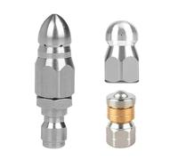 QOXEZY Kit de buse rotative pour égout (3 pièces) pour nettoyeurs haute pression - Buses à connexion rapide en acier inoxydable, extrémité mâle de 35,6 cm, 5000 PSI et 154,4 °C, idéal pour le