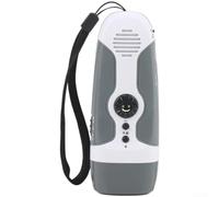 QOXEZY Lampe de poche à manivelle avec radio FM et chargeur USB. Outil de survie multifonction pour camping, randonnée et pannes de courant. (2 gris)