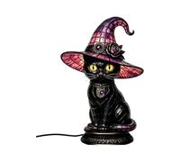 QOXEZY Lampe d'Halloween en forme de chat avec silhouette effrayante | Créez une fête effrayante d'octobre avec cette charmante décoration féline alimentée par USB.