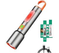 QOXEZY Lampe torche LED rechargeable avec faisceau blanc et triple modes d'éclairage, fonction zoom mécanique, corps en aluminium pour camping et situations en plein air (F)