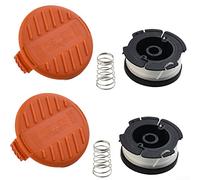 QOXEZY Ligne et couvercle pour débroussailleuse, 2 bobines + 2 capuchons avec 2 ressorts pour débroussailleuse pour Black & Decker BST2018 BDST182ST1 BESTE625, bobine et ligne de rechange