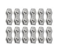 QOXEZY Lot de 12 connecteurs de câble de clôture électrique - Filetage M5 en acier galvanisé - Double collier de serrage en acier inoxydable 304 compatible avec les câbles de clôture électrique de 5