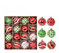 QOXEZY Lot de 16 boules de Noël en plastique Rouge/vert/blanc 6 cm