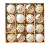 QOXEZY Lot de 16 boules de Noël peintes à la main à paillettes 6 cm