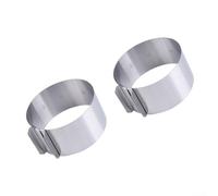 QOXEZY Lot de 2 anneaux à gâteau réglables en acier inoxydable de 5,1 à 10,2 cm de diamètre, guide de mesure intérieur, pour desserts en mousse, gâteaux multicouches