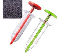 QOXEZY Lot de 2 mini épandeurs manuels pour le jardinage - Distributeur de graines et d'engrais granulés léger et portable - Plastique rouge et jaune - 10 x 3,2 cm