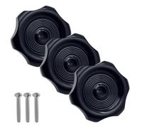 QOXEZY Lot de 3 boutons de camping-car - Tige de 2,5 cm, diamètre de 6,3 cm - Kit de vis en plastique ABS durable et acier inoxydable pour grille d'aération standard et remplacement (noir)