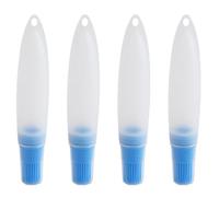 QOXEZY Lot de 4 brosses à huile en silicone pour cuisine en plein air, accessoires de barbecue avec design ergonomique en forme de bouteille compressible, pinceaux à code couleur vive pour marinade et