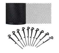 QOXEZY Lot de 6 protections de gouttière noires pour gouttières en PVC de 15 cm x 6 mm pour protection de gouttière standard avec 10 crochets