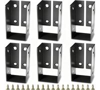 QOXEZY Lot de 6 supports de suspension dissimulés en acier pour structures de jardin - Connecteurs de pergola noirs, compatibles avec tonnelles, arches et clôtures en bois