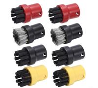 QOXEZY Lot de 8 brosses rondes avec 6 têtes en nylon et 2 têtes en acier inoxydable pour nettoyeur vapeur Karcher SC1 SC2 CTK10 SC3 SC4 SC5 SC7 pour nettoyer efficacement les coins, la maison, la